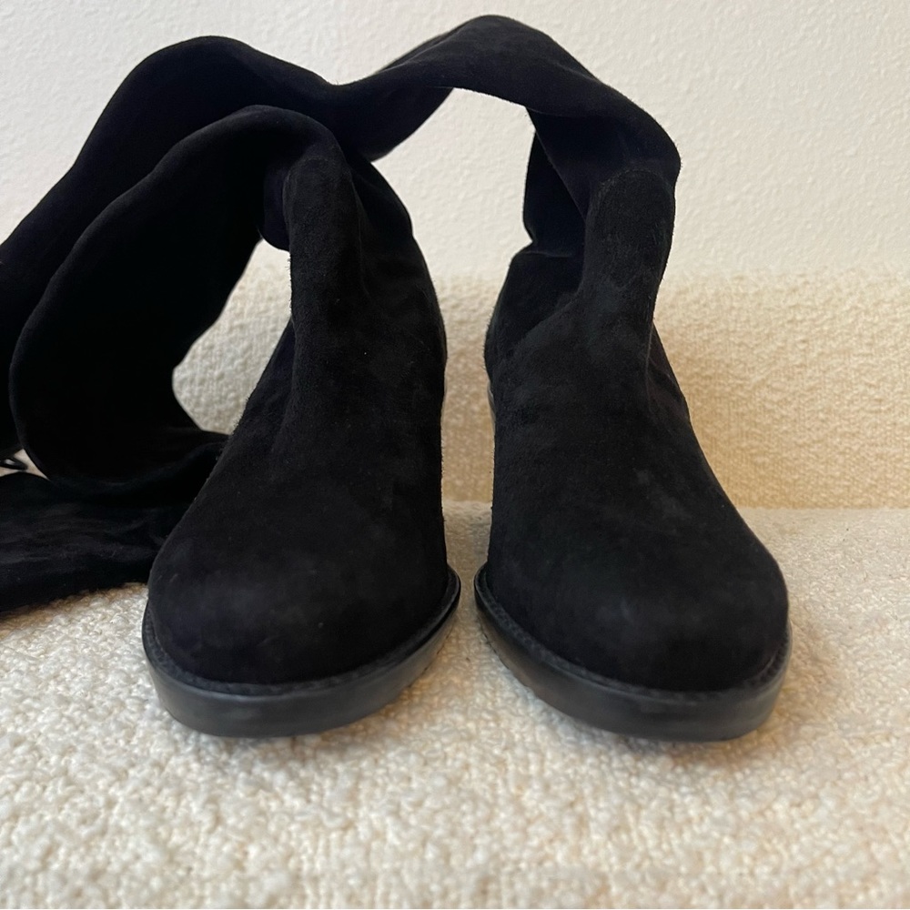 Stuart Weitzman Elevated Black Suede Over The Knee Boots - Picture 9 of 13